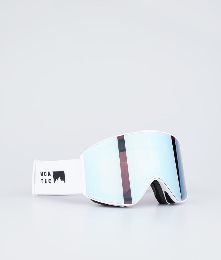 Ski Goggles White W/White Moon Blue Mirror