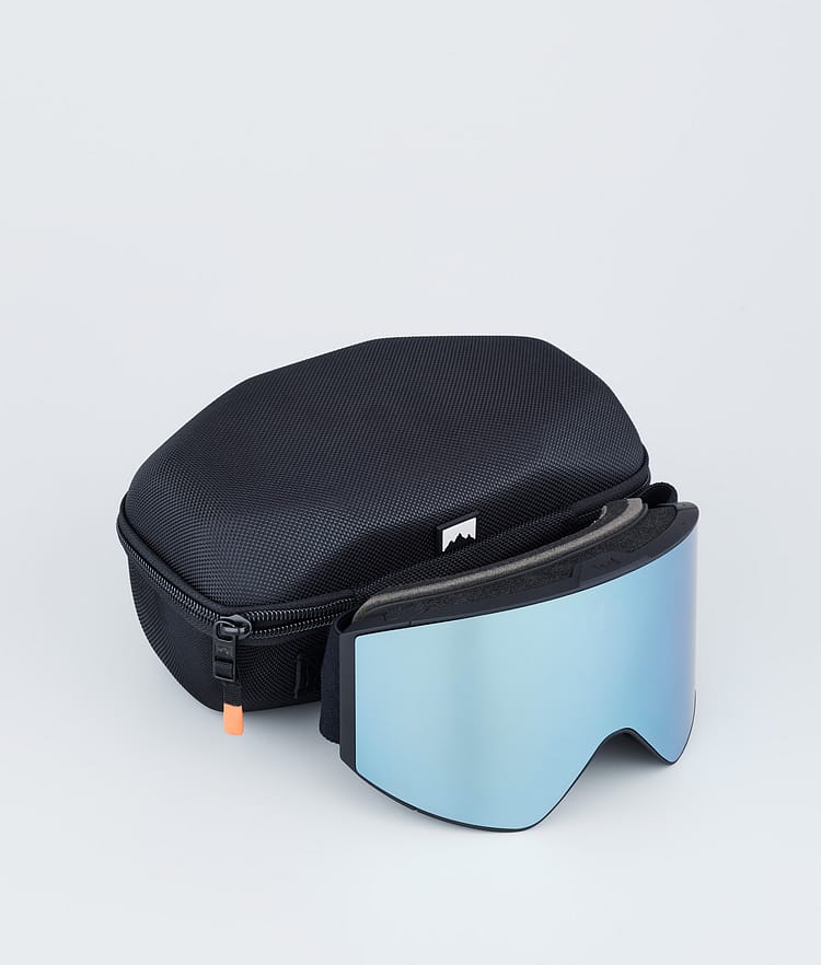 Ski Goggles Black W/Black Moon Blue Mirror